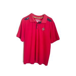 Reebok Mens Red Tiger NHL Polo Shirt Large Polyester Short Sleeve Preowned